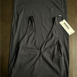 Bromelia Black Ribbed Dress/Cover up